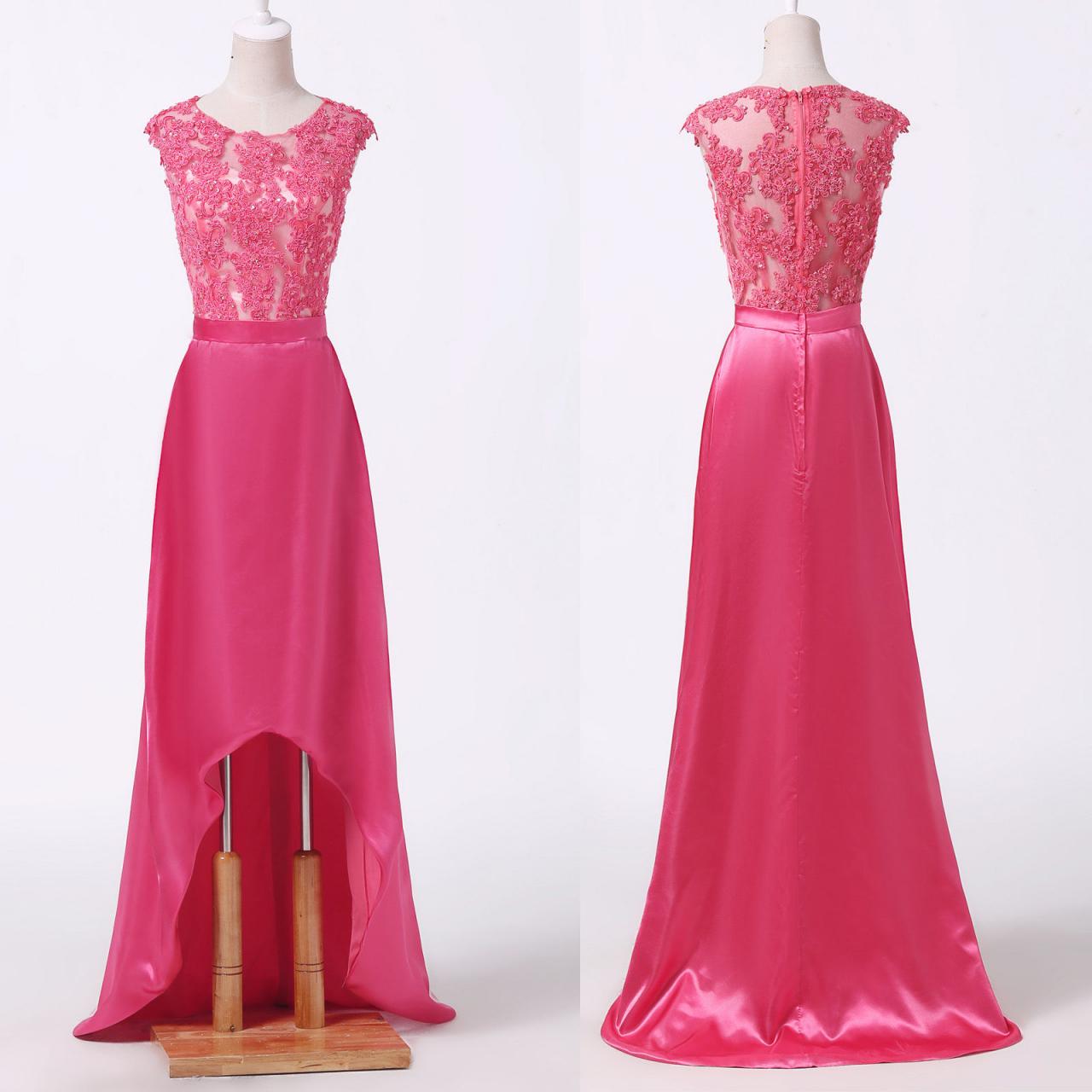 Fashion Full Length Hi-lochiffon Lace Applique Prom Dresses Evening Dress Bridesmaid Dresses Custom Made L158