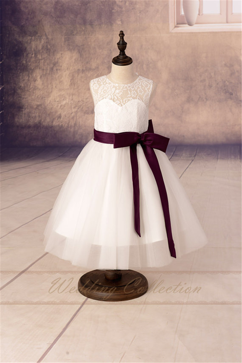 ivory and burgundy flower girl dress
