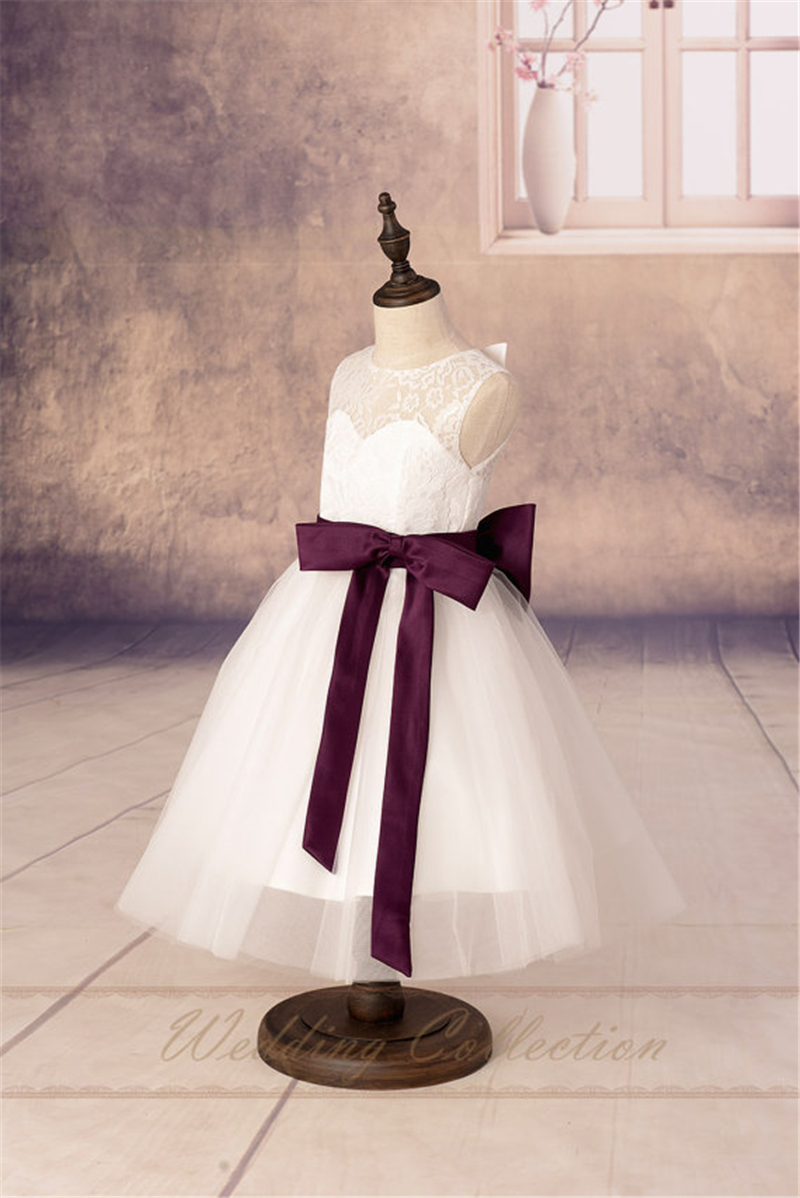 Flower girl dresses with best sale burgundy sash