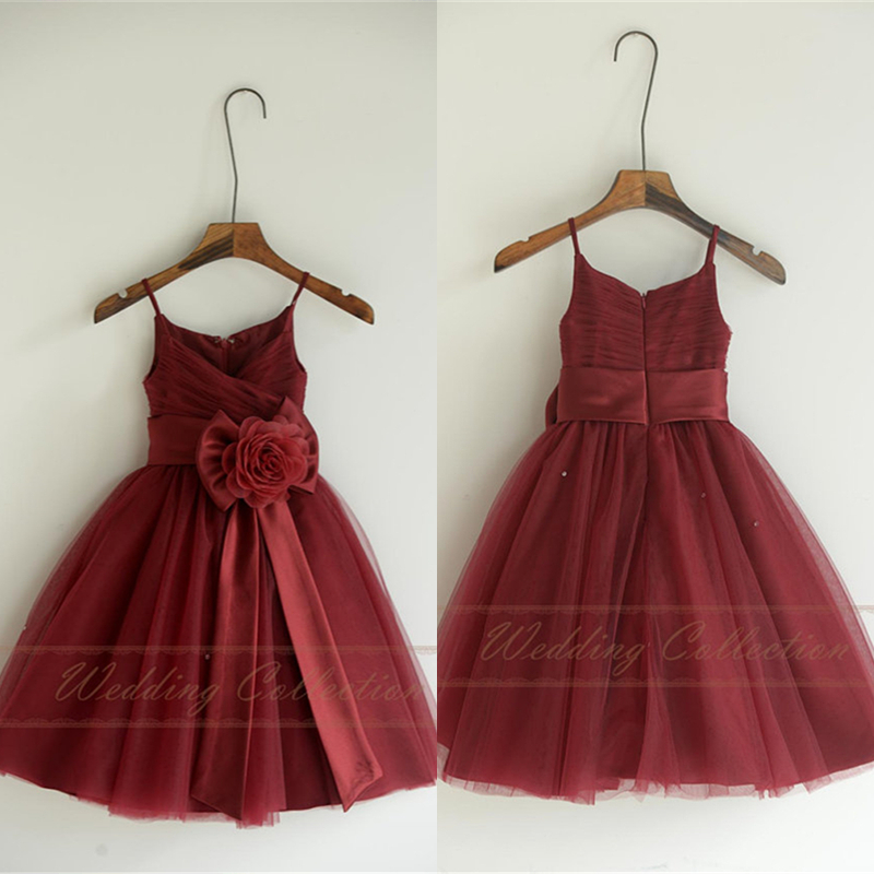 Burgundy tulle outlet flower girl dress