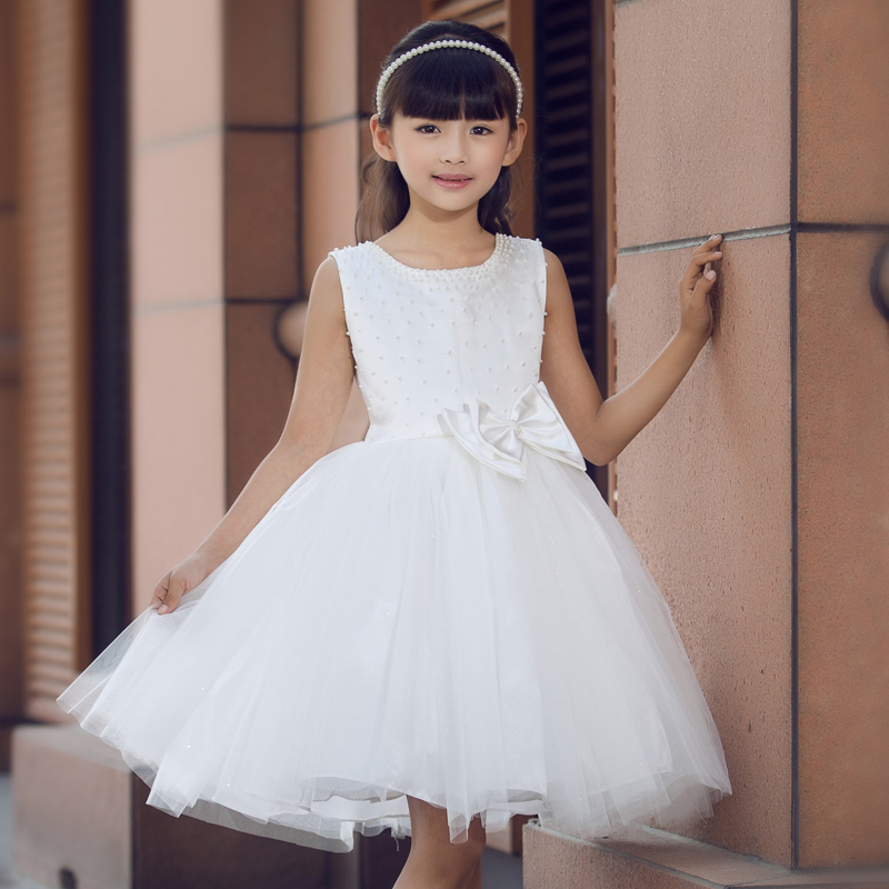 Elegant White Lace Girls Princess Dress
