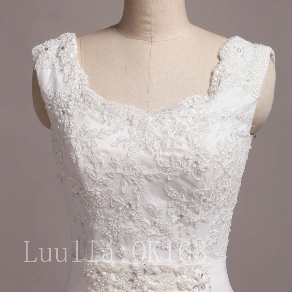 Women Fashion White/ivory Lace A Line Wedding Dress Full Length Bridal ...