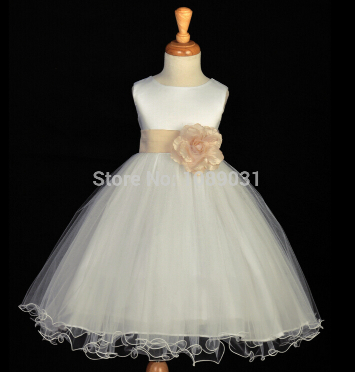 Real Flower Girl Dresses With Sashes Party Pageant Communion Dress Little Girl Kids/children Princess Dress For Wedding Kids29
