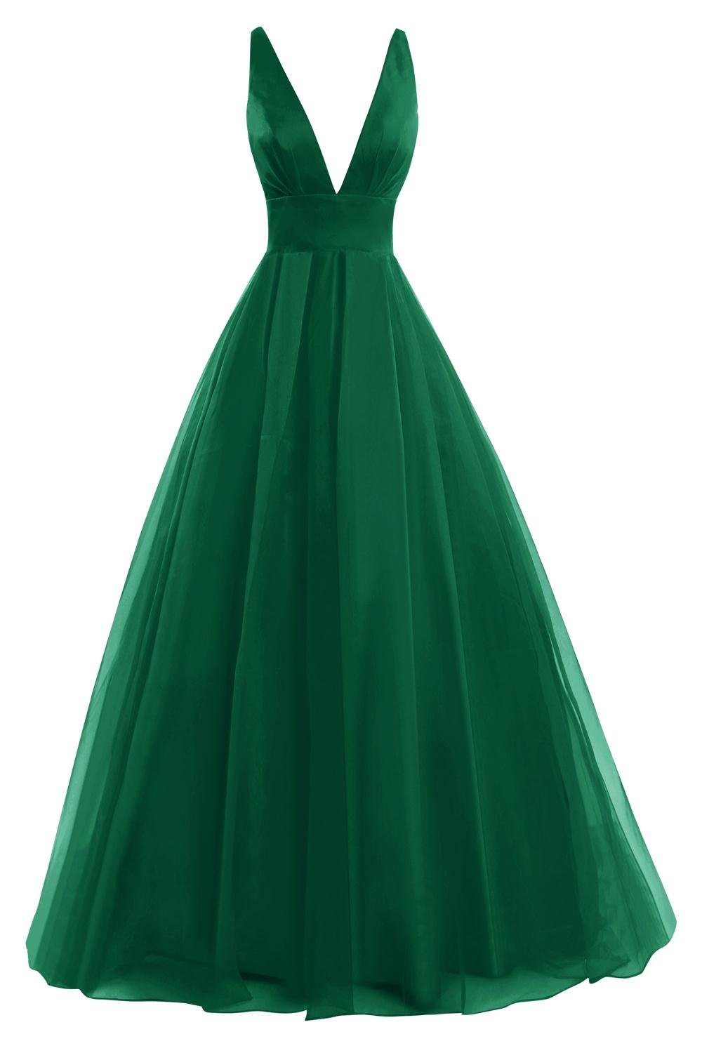 Deep V Neck Prom Dress, Formal Evening Gowns, Green Prom Dress, Sexy Back Prom Dress, Simple Prom Dress, Prom Dress, Woman Dresses Ja49