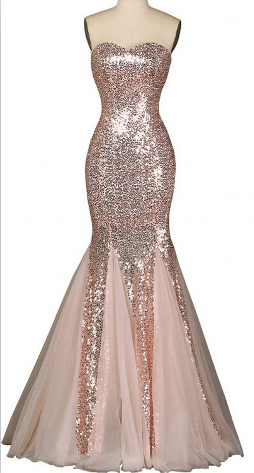 Sequinned Floor Length Tulle Mermaid Evening Dress Featuring Prom Dress Party Dress Ja95