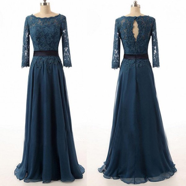 Dark Teal Prom Dress,lace Prom Dress,modest Prom Dress,long Prom Dress,bridesmaid Dress Ja203