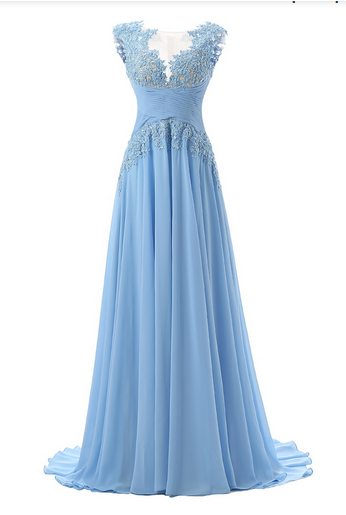 Sleeveless Bateau Neckline Chiffon Floor-length Dress featuring Sheer Lace Appliqué Bodice LF39