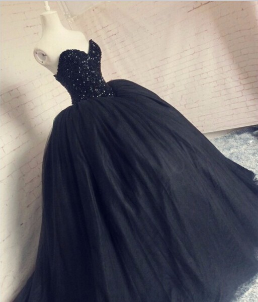 Black Bridesmaid Dress Sweetheart Corset