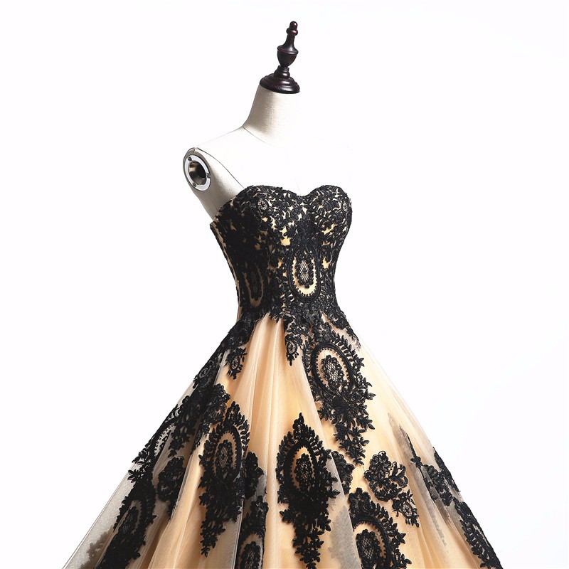 Vintage Black Gothic Wedding Dresses Sweetheart Lace-up Lace Tulle Colorful  Wedding Gowns Non White on Luulla