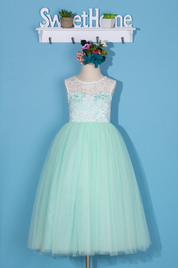 Mint Flower Girl Dress/lace Pageant Dress/toddler Girl Dress/mint Green Tulle Dress/lace Flower Girl Dress/backless Lace Dress For Wedding D23