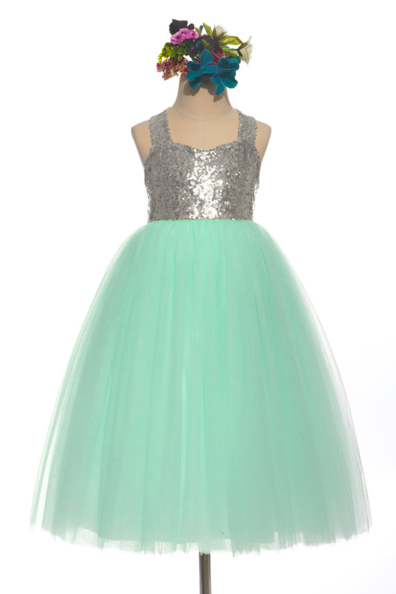 mint green and silver dress