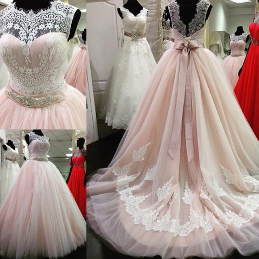 Pink Wedding Dress with Crystals