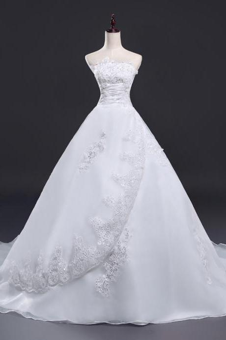 New Design Lace Applique With Bead Organza Bridal Gwon Bridal Wedding Dress E3