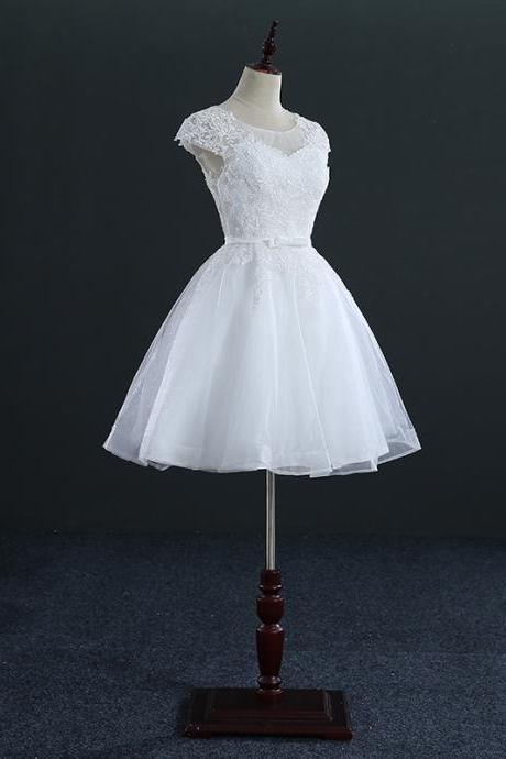 New Design Lace Applique Short Bridal Gwon Bridal Wedding Dress Formal Occasion Dress Party Dress Cocktail Dress E5