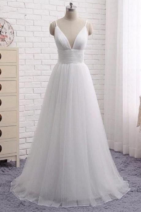 White/Ivory Sexy Deep V Neck Prom Dress Evening Dress party Dress Bridesmaid Dress Wedding Occasion Dress Formal Occasion Dress 