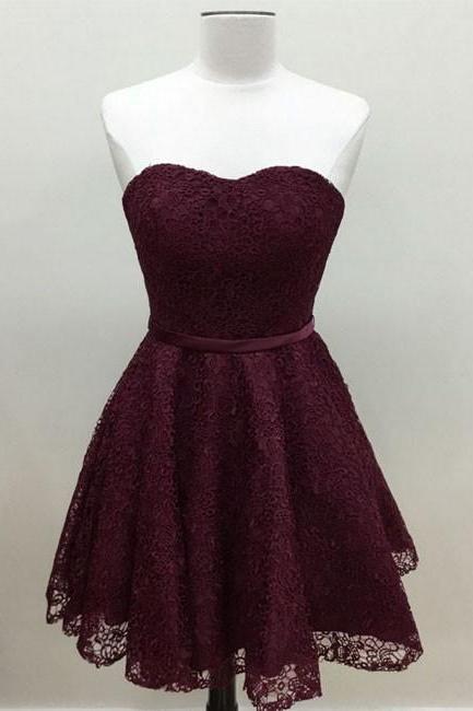 Sexy Short Skirt Lace Sweetheart Prom Dress , Evening Dress , Party Dress , Bridesmaid Dress , Wedding Occasion Dress , Formal Occasion Dress