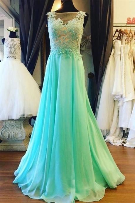 Green Lace Applique Sexy Party Dress , Evening Dress , Party Dress , Bridesmaid Dress , Wedding Occasion Dress , Formal Occasion Dress