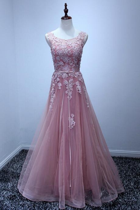 Long Lace Applique Party Dress , Evening Dress , Party Dress , Bridesmaid Dress , Wedding Occasion Dress , Formal Occasion Dress