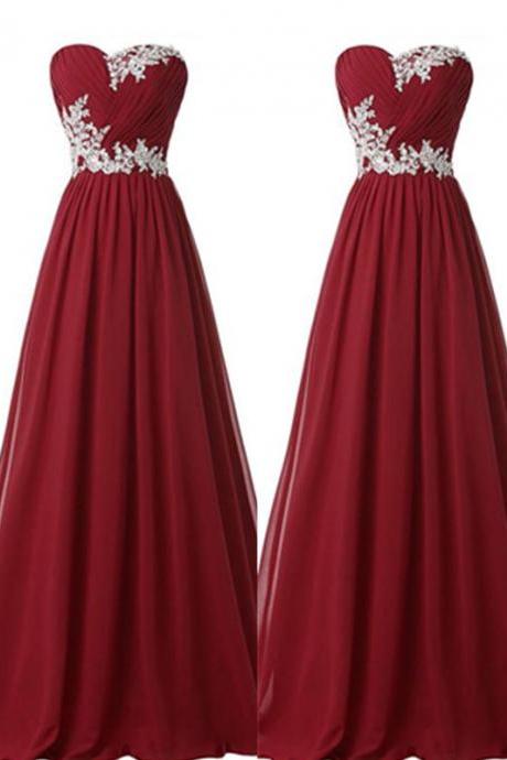 Back Up Lace Long PromDresses,Sweet Heart Evening Dresses,Burgundy Prom Dresses,Lace Prom Gowns On Sale