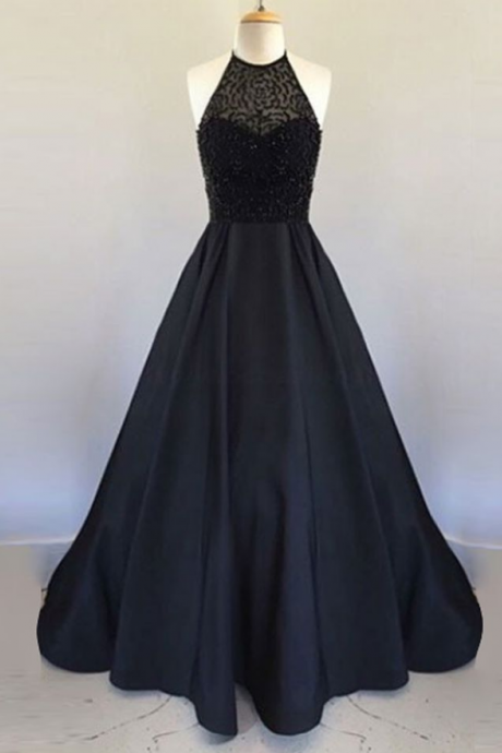 Jewel A Line Sexy Black Lace Applique Wedding Dress Evening Dress Full Length Prom Dress