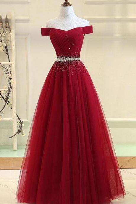 Red Blue Off The Shoulder Lace Up Beading Prom Dress Evening Dress Full Length Prom Dress