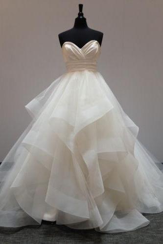 Sexy Straplessorganza Plus Size Long Wedding Dress Party Dress Prom Dress Evening Dress
