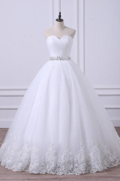 Sexy Strapless Lace Plus Size Long Wedding Dress Party Dress Prom Dress Evening Dress