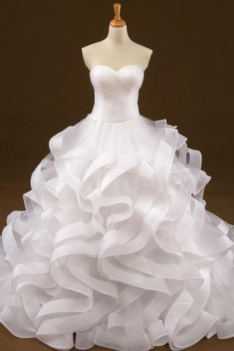 Sexy Strapless Organza Plus Size Long Wedding Dress Party Dress Prom Dress Evening Dress