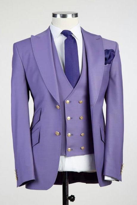 Classic style Groom Tuxedos Big Pesked Lapel Groomsman Suit White Blazer as Wedding suit Custom Made Man Suit Jacket+pants+vest