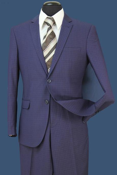 3pcs Grooms Men Tuxedos Formal Suits For Weddings Slim Plaid Mens Suits (jacket+vest+pants)