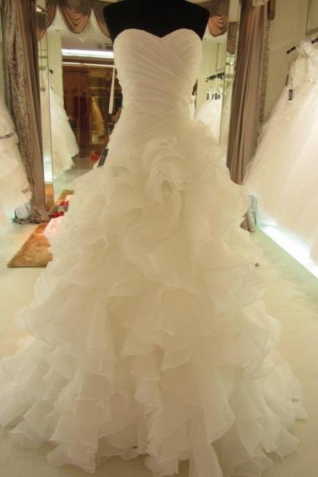 Fashion Bridal Organza Elegant Modest Sheath Long White/ivory Fold Lace Up Back Modern Wedding Dress Bridal Gown Custom