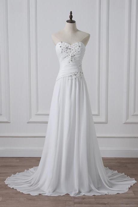 Wedding Dress Sweetheart Sleeveless Corset Chiffon Beach Bridal Gown Plus Size White Ivory Custom For Formal Occasion
