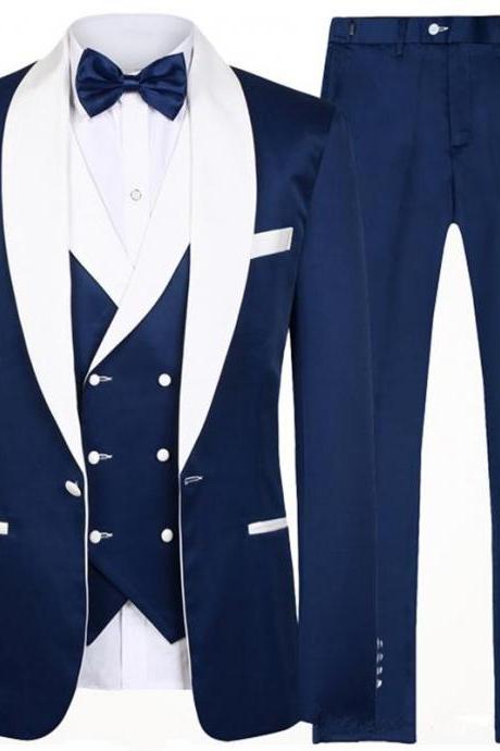 Wedding Formal Bridegroom Tuxedo Men Suits 3 Pcs Business Blazer Peak Lapel Custom Homme Terno Suits ( jacket Vest Pants )