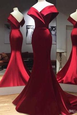 Red Cap Shoulder Mermaid Slim Prom Dresses Knee Length Party Evening Dress Formal Occasion Dress Custom Size