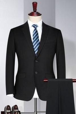 Black Wedding Formal Bridegroom Tuxedo Men Suits 2 Pcs Business Blazer Peak Lapel Custom Homme Terno Suits ( jacket Pants )