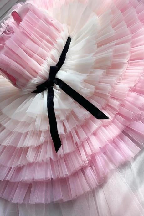 Pink Flower Girl Dresses For Weddings Bow Floor Length First Communion Dresses For Girls