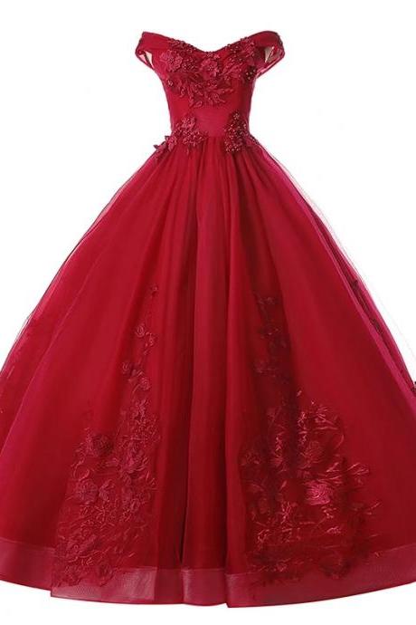 Dark Red Quinceanera Dresses Party Dress Off The Shoulder Ball Gown Real Photo Prom Dress Formal Dress Customize