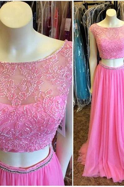 Rose Red Chiffon Prom Dresses Evening Party Gown Formal Wear