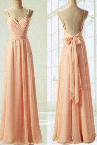 Pink Chiffon Long Bridesmaid Dresses Prom Dress Wedding Party Gown Formal Occasion Wear