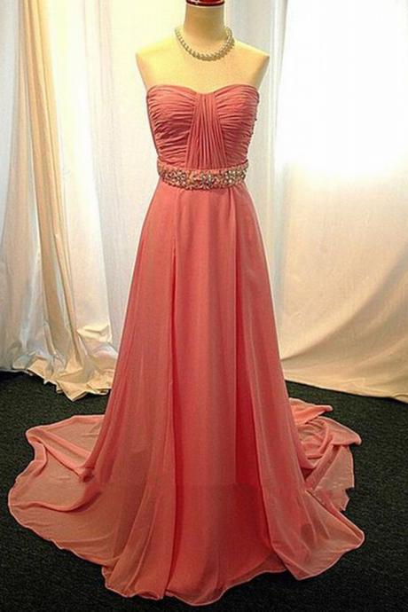 Fashion Chiffon A-line Strapless Prom Dress Bridal Dress