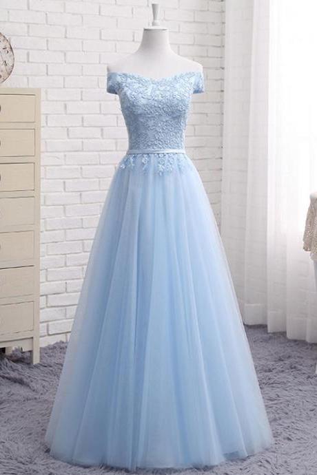 Blue Tulle Lace Prom Dress Evening Formal Occasion Dress