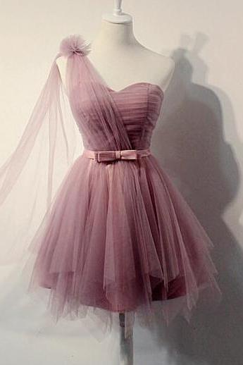 Light Purple A-line Tulle Short Prom Dress,bridesmaid Dress
