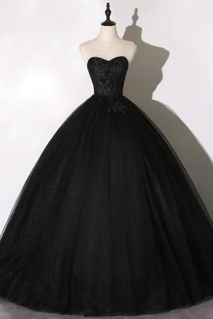 Black Lace Long Ball Gown Dress A Line Formal Dress