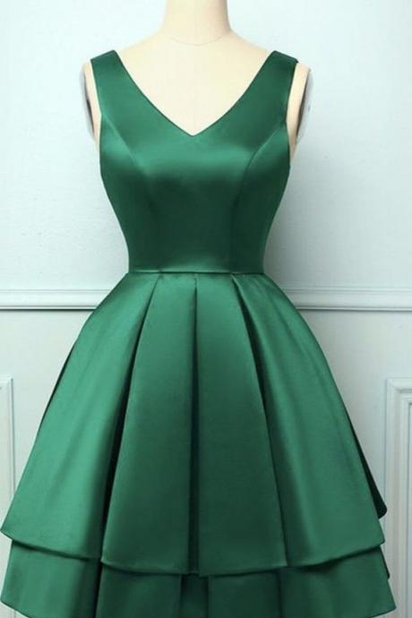 Layered Green Short Prom Dress, Short Green Homecoming Formal Evening Dress