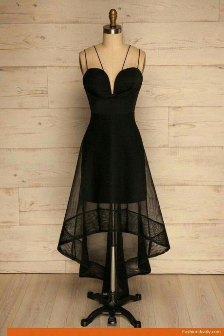 Black Hi-lo Tulle Simple Homecoming Dresses Short Party Dresses
