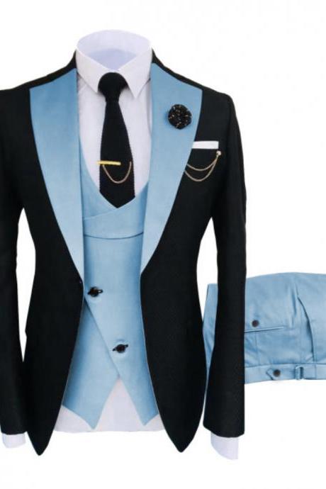 Man&amp;#039;s Slim Fit Wedding Suits For Evening Party Three Piece Men Suit Jacket Pants Vest Latest Style Waistcoat Blazer