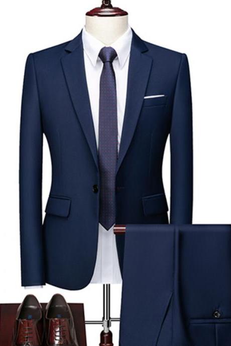 Men&amp;#039;s Suit 2 Piece Set Blazers Pants Classic Business Gentleman Formal Groom Wedding Dress Plus Size High Quality Suit 6xl