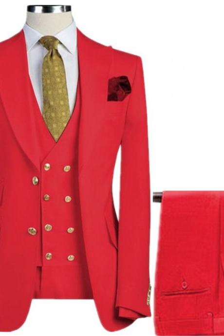 3 Pcs Set Suit Pants Vest Double Breasted Custom Made / Fashion Men&amp;#039;s Casual Boutique Business Groom Wedding Jacket Blazers Coat