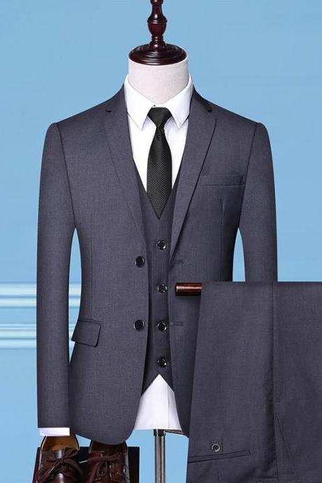 Formal Business Wedding 3 Pieces Suit Set / Male Blazers Jacket Pants Vest Trousers Dress Waistcoat