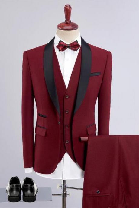 Classic suits high quality suit and wool suits Men's Slim Fit business wedding Suit men (Jacket+Vest+Pants) costume homme